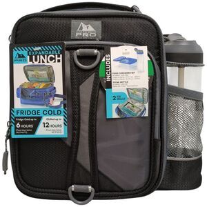 Arctic Zone Pro Expandable Lunch Bag, Includes Food Containers/Bottle - Black